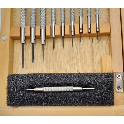 237 - A Horologists’ set of precision miniature flat screwdrivers of excellent quality and spare tips, in ... 