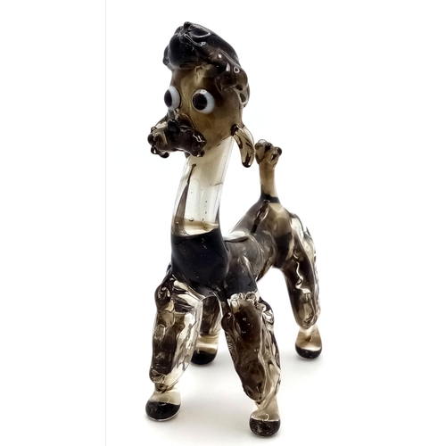 286 - For dog lovers and Murano crystal collectors: A vintage, glass poodle, hand-made by an artisan on th... 