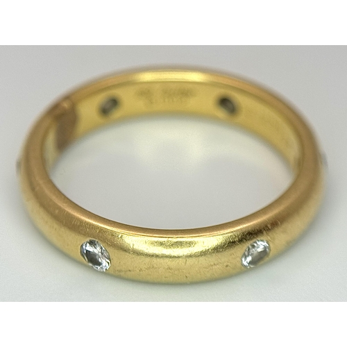 345 - A Cartier 18K Yellow Gold Diamond Set Band Ring. Size L. 4.8g. Six diamonds. Original Cartier packag... 