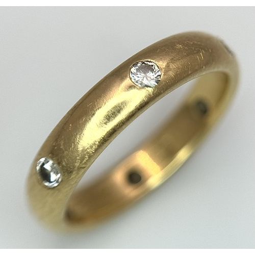 345 - A Cartier 18K Yellow Gold Diamond Set Band Ring. Size L. 4.8g. Six diamonds. Original Cartier packag... 