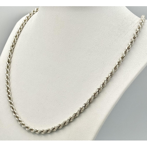 353 - A 925 Silver Rope Chain. 48cm. 28g