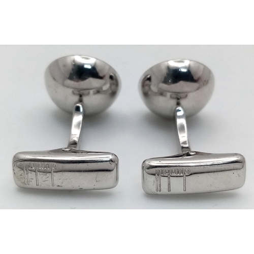 456 - A Pair of Dunhill 925 Silver and Blue Enamel Cufflinks. Comes in original Dunhill packaging. Ref: 20... 