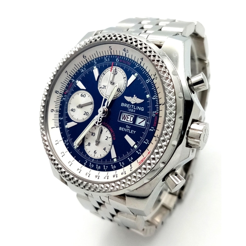 6 - A Breitling Special Edition 'Bentley' Automatic Chronograph Gents Watch. Model - MD33822. Stainless ... 