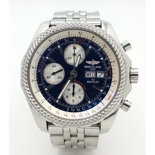 6 - A Breitling Special Edition 'Bentley' Automatic Chronograph Gents Watch. Model - MD33822. Stainless ... 