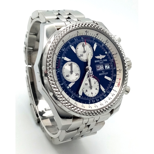 6 - A Breitling Special Edition 'Bentley' Automatic Chronograph Gents Watch. Model - MD33822. Stainless ... 