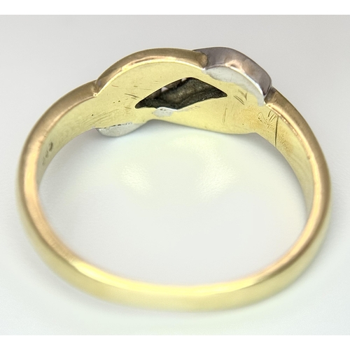 316 - A 14K Yellow Gold Diamond Channel Set Ring. Diagonal form. 
Size N. 3.7g. 0.20ctw.