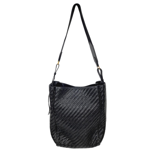 342 - A Tom Ford Black Tote Bag. Woven leather exterior with gold-toned hardware, leather and textile adju... 