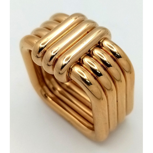 433 - An Hermes Gold Plated Ribbed Scarf Ring. 2.5cm x 2.5cm. Ref: 21013