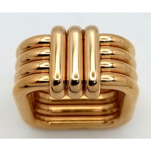 433 - An Hermes Gold Plated Ribbed Scarf Ring. 2.5cm x 2.5cm. Ref: 21013