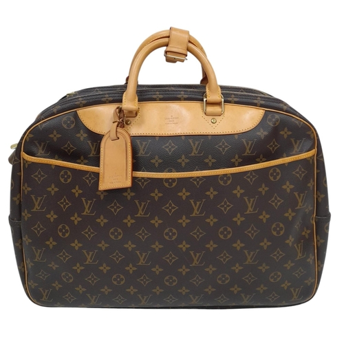 69 - A Louis Vuitton Monogram Alize 24H Boston Bag. LV monogram coated canvas exterior, with natural vach... 