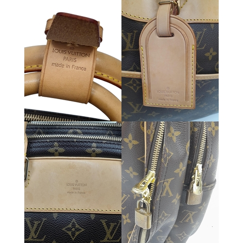 69 - A Louis Vuitton Monogram Alize 24H Boston Bag. LV monogram coated canvas exterior, with natural vach... 