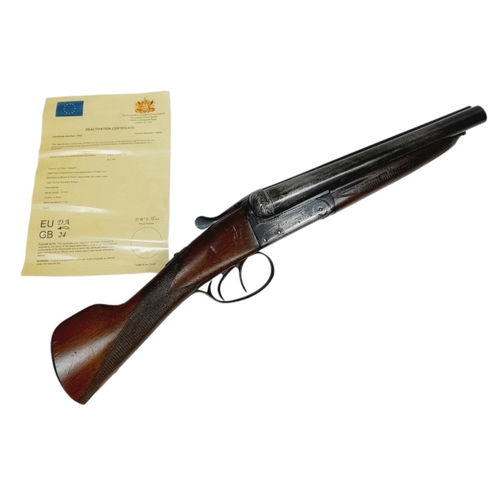 1314 - A Deactivated Vintage 12 Gauge Side by Side Sawn-Off Shotgun. Comes with an EU deactivation certific... 