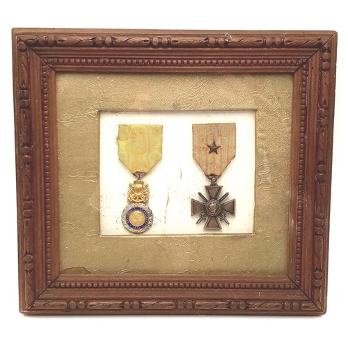 723 - Two Framed WW1 French Hero’s Medals. Médaille Militaire and the Croix de Guerre (Military Medal & Wa... 