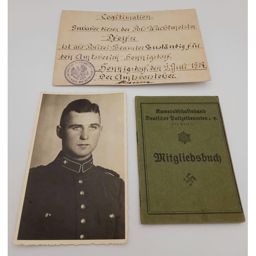 632 - A Rare 1933-34 Dated Berlin Policeman’s Membership Stamp Book, with another document and photograph ... 