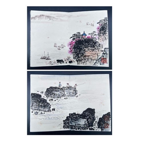 183 - An album of landscapes; Chinese ink and watercolor on paper; Attribute to Qian Songyan,
Was a gift f... 