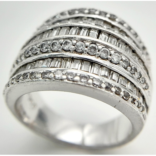 1470 - A STERLING SILVER STONE SET FANCY RING. 11.1G IN WEIGHT. SIZE N. Ref: 8167