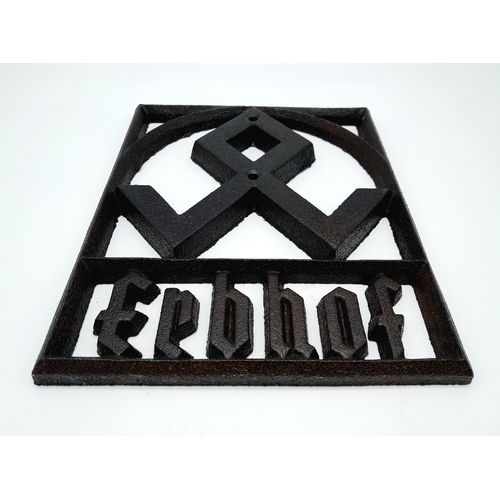 200 - A 3rd Reich Erbhof (Hereditary Farm) Iron Plaque Depicting the Odal Rune. These were mounted to farm... 