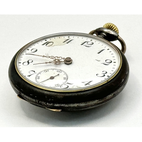 248 - A WW1 Memento Imperial German Steel Case Pocket Watch. Working well.