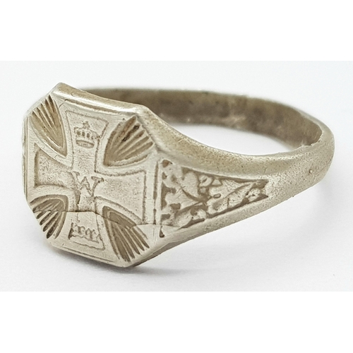 319 - A WW1 Imperial German Silver 1st Class Iron Cross Winner’s Ring. UK Size “R” UK Size 8.75.