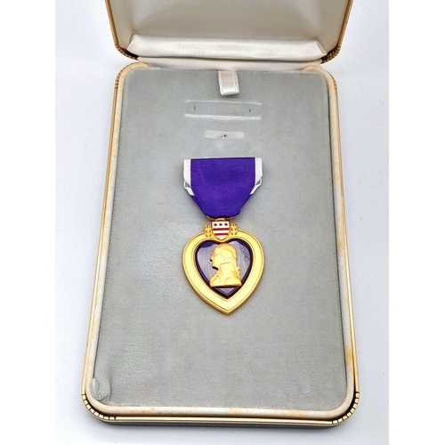 354 - A Vietnam War Era Purple Heart in original case. The ribbon bar is missing as it would have been on ... 