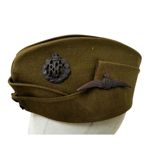 4 - A WW1 British Royal Flying Corps Officers Side Cap and Bronze Pilots Wings.