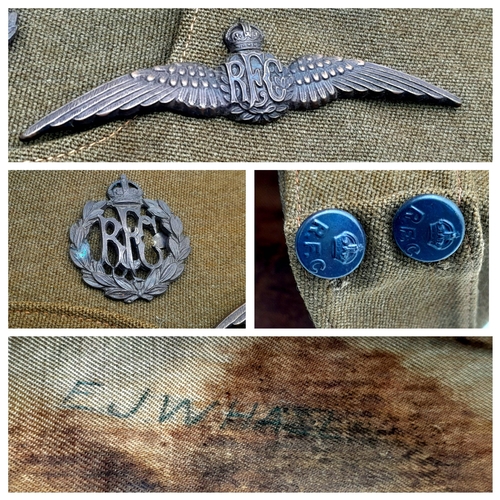 4 - A WW1 British Royal Flying Corps Officers Side Cap and Bronze Pilots Wings.