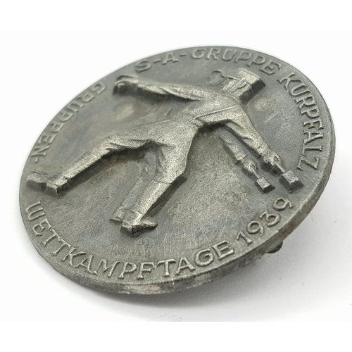 401 - A WW2 3rd Reich SA Sport & Defence Competitions Badge for the SA Gruppe Niederrhein 24/25 July 1937.