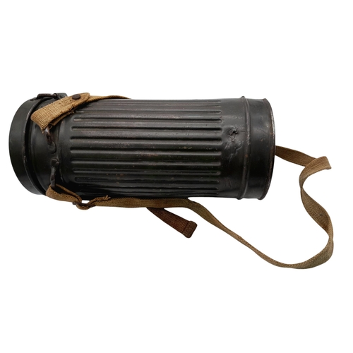 46 - A 1942 Dated German Gas Mask & Canister. Named to an SS Panzer Grenadier inside the lid.