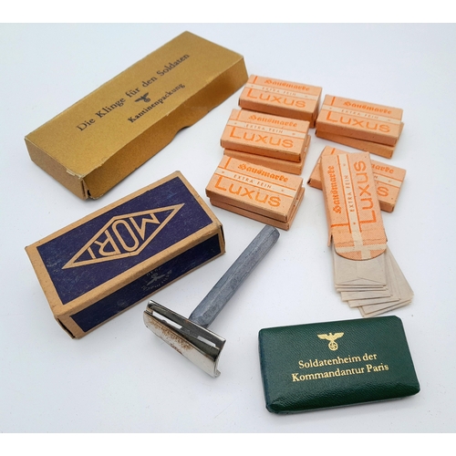 521 - A WW2 German Razor, Spare Blades and Soap Set.