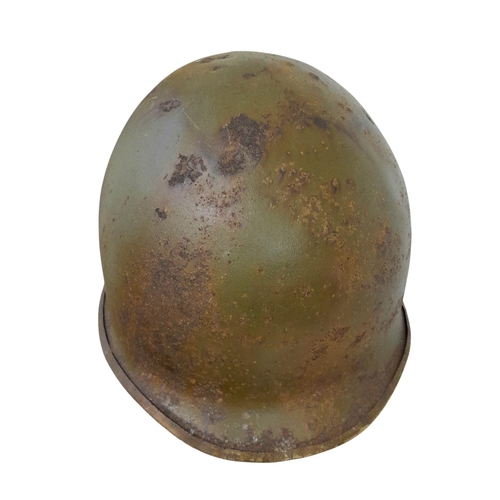 60 - A WW2 US Front Seam Swivel Bale M1 Helmet with insignia of the 3rd Infantry Division.