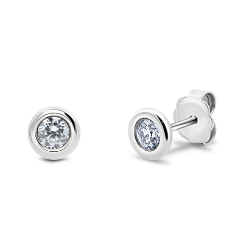 1066 - A PAIR OF 18CT WHITE GOLD EARRINGS FEATURING 2 ROUND DIAMONDS TOTALING 0.60CT WITH G/H COLOR AND I1 ... 