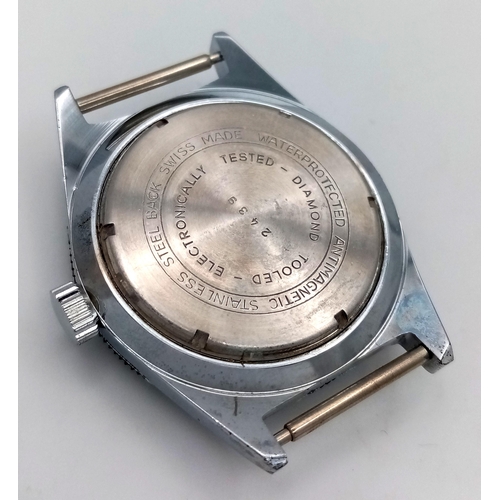 409 - A 3T Triad 21 Jewel Stainless Steel Watch Case - 36mm. In working order - just needs a strap.