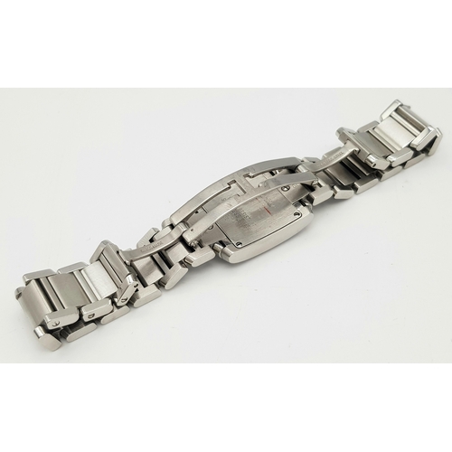 445 - A Cartier Tank Francaise Ladies Quartz Watch. Stainless steel  bracelet and case - 22mm. Mother of p... 