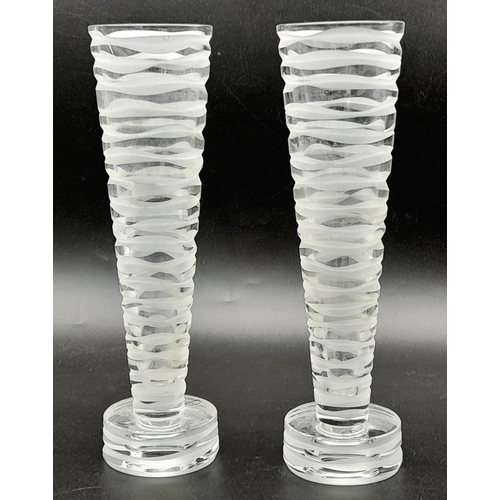 580 - A Pair of French Salviato Conical Glass Vases. 21cm tall.