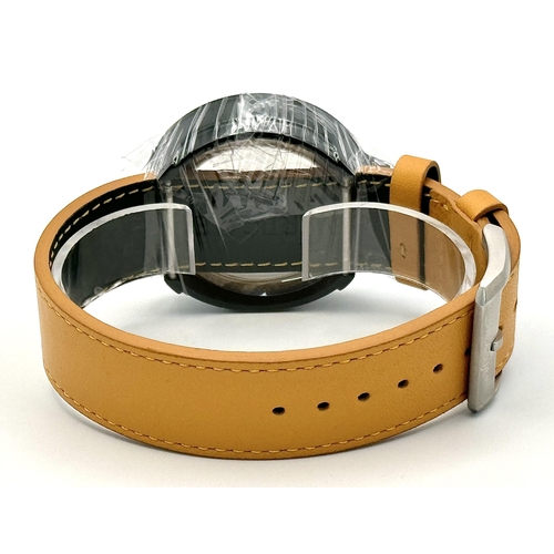 78 - A Verticale Mechanical Top Winder Gents Watch. Brown leather strap. Ceramic green skeleton case - 42... 