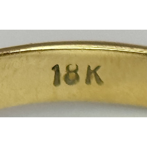 131 - AN 18K YELLOW GOLD AQUA VINTAGE RING, 3.4G TOTAL WEIGHT, SIZE L. REF: SH1845I