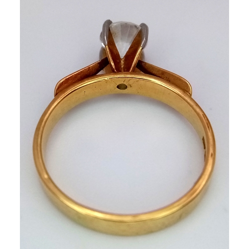 256 - A 14K YELLOW GOLD CZ RING, 3.6G TOTAL WEIGHT, SIZE K 1/2. REF: SH1844I