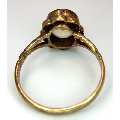 306 - A 9K YELLOW GOLD CITRINE VINTAGE RING, 9X7MM STONE SIZE, 2.4G TOTAL WEIGHT, SIZE L 1/2. REF: SH1840I