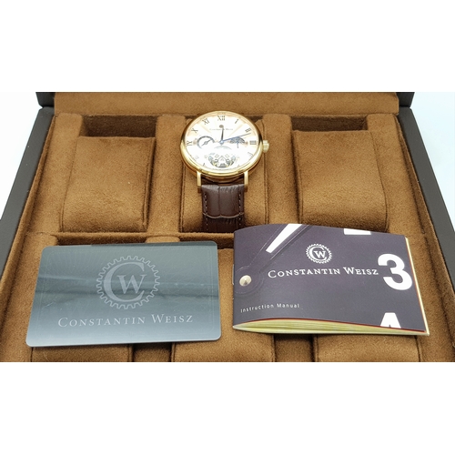 348 - A Men’s Constantin Weisz Rose Gold Tone Moonphase Automatic Watch Reference 18S091CW. 43mm Case. Com... 