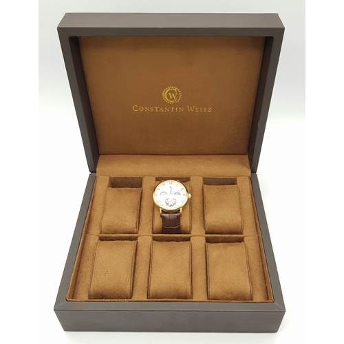 348 - A Men’s Constantin Weisz Rose Gold Tone Moonphase Automatic Watch Reference 18S091CW. 43mm Case. Com... 