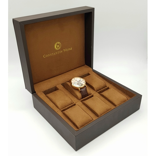 348 - A Men’s Constantin Weisz Rose Gold Tone Moonphase Automatic Watch Reference 18S091CW. 43mm Case. Com... 