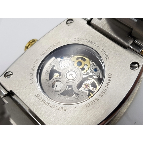 362 - A Men’s Constantin Weisz Two Tone Skeleton Automatic Watch Reference 17S065CW. 45mm Case. Comes with... 