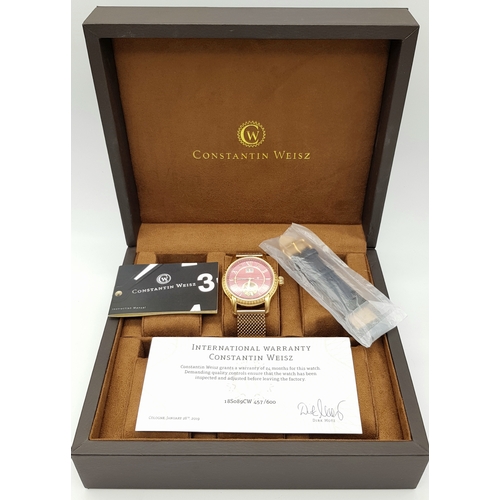 376 - A Limited Edition (457 of 600), Men’s Constantin Weisz Rose Gold Tone Open Heart Automatic Watch Ref... 