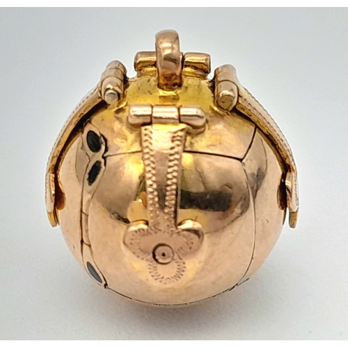 396 - A Vintage 9 Carat Gold Cased and Silver Masonic Revealing Cross Orb Pendant. (Orb Unclips sides to o... 