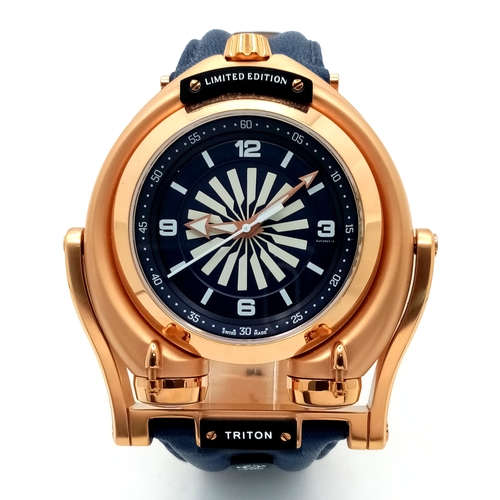 446 - An Opulent, ‘Limited Edition’ (85 of 500), Swiss Made Gevril GV2 Triton Men’s IPRG Case/Blue Dial Au... 