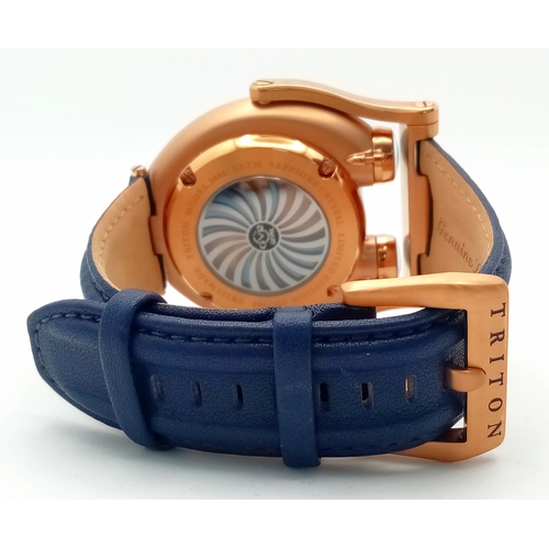 446 - An Opulent, ‘Limited Edition’ (85 of 500), Swiss Made Gevril GV2 Triton Men’s IPRG Case/Blue Dial Au... 