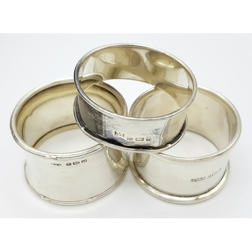 530 - Three Antique Hallmarked Silver Napkin Rings Dates 1849/50, 1871/72 and 1923/24. Gross Weight 43.19 ... 