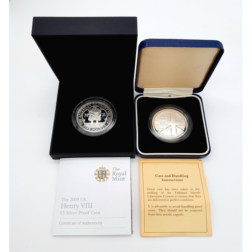 537 - Two Silver Proof Mint Condition, Boxed and Certified, Numismatic Coins Comprising: 1) A 2009 Royal M... 