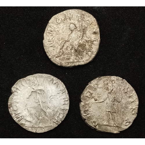 543 - A Parcel of Three Roman Silver Coins Comprising: 1) Gallienus (253-268 AD), 2) Postumus (259-268 AD)... 