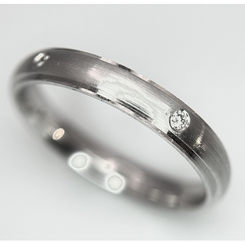 1146 - AN 18K WHITE GOLD DIAMOND SET BAND RING. 3.63G TOTAL WEIGHT. SIZE O. Ref: A/S 1172